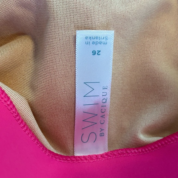 Swim by Cacique 2 Piece Bathing Suit Sz 24 TOP Sz 26 SKIRT Hot Pink Summer Flor… - Picture 11 of 15